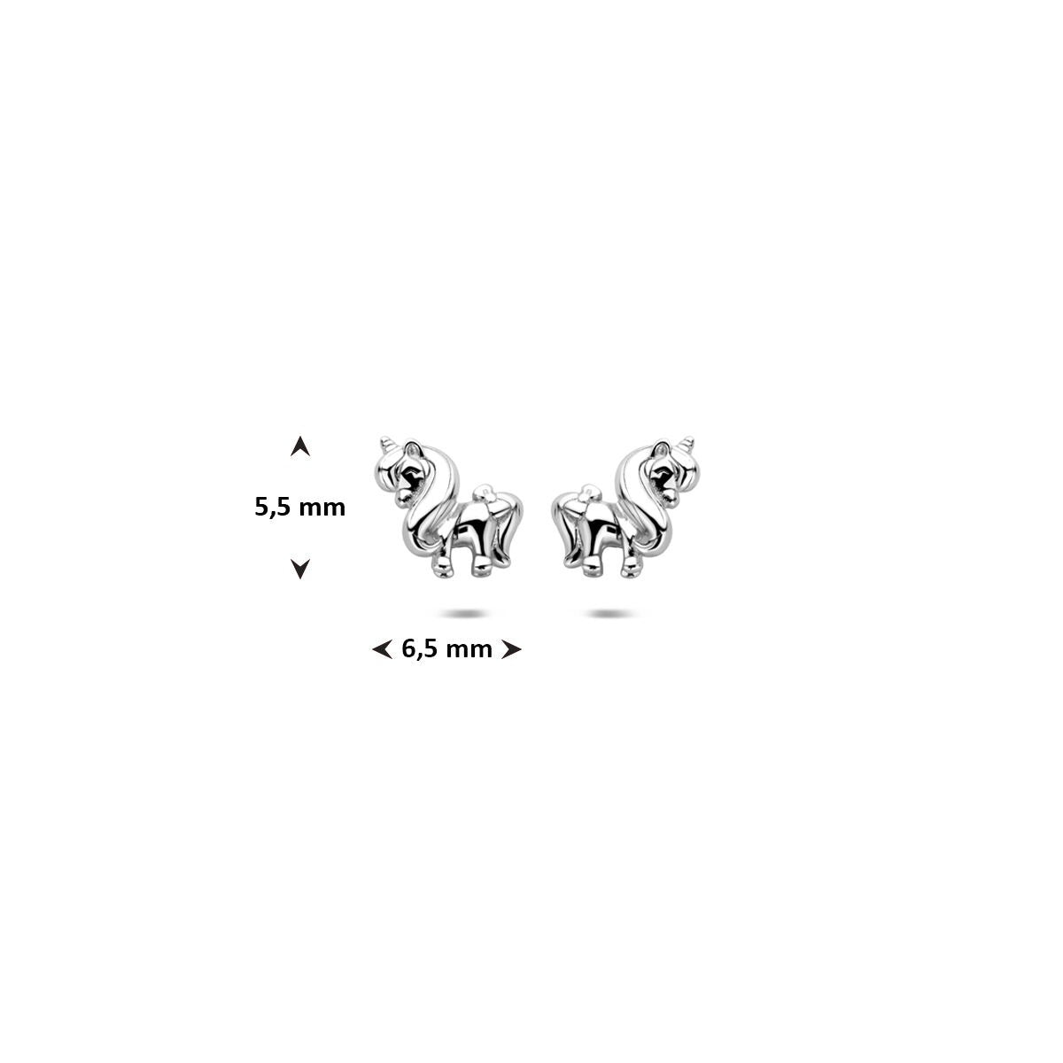 Dziecięce kolczyki srebrne – kolczyki wkrętki jednorożec 5,5 x 6,5 mm