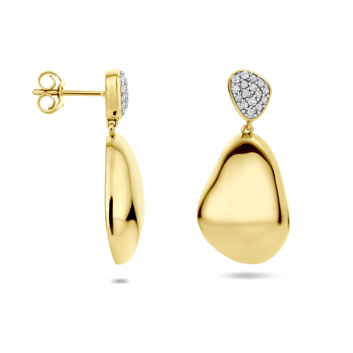 14k żółte złoto kolczyki z diamentem – 0.20ct (2x 0.10ct) h si 27 mm