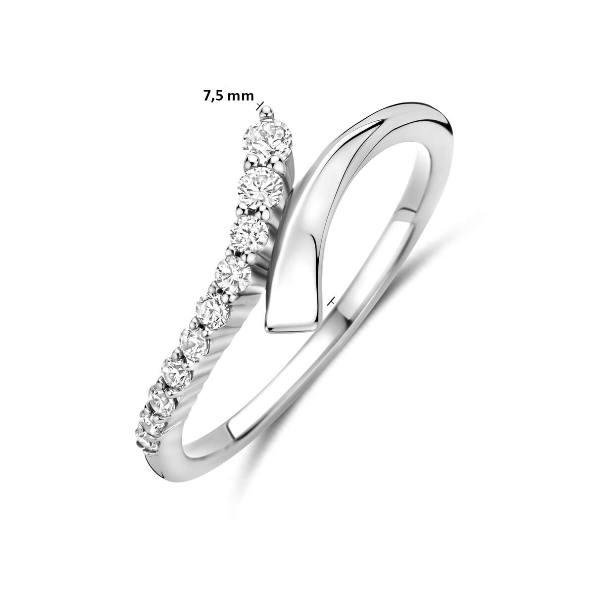 Srebrny pierścionek z cyrkonią – rodowany srebro 925 7,5 mm