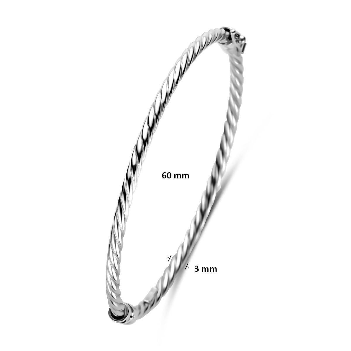 Srebrna bransoletka bangle skręcona – rodowana 925