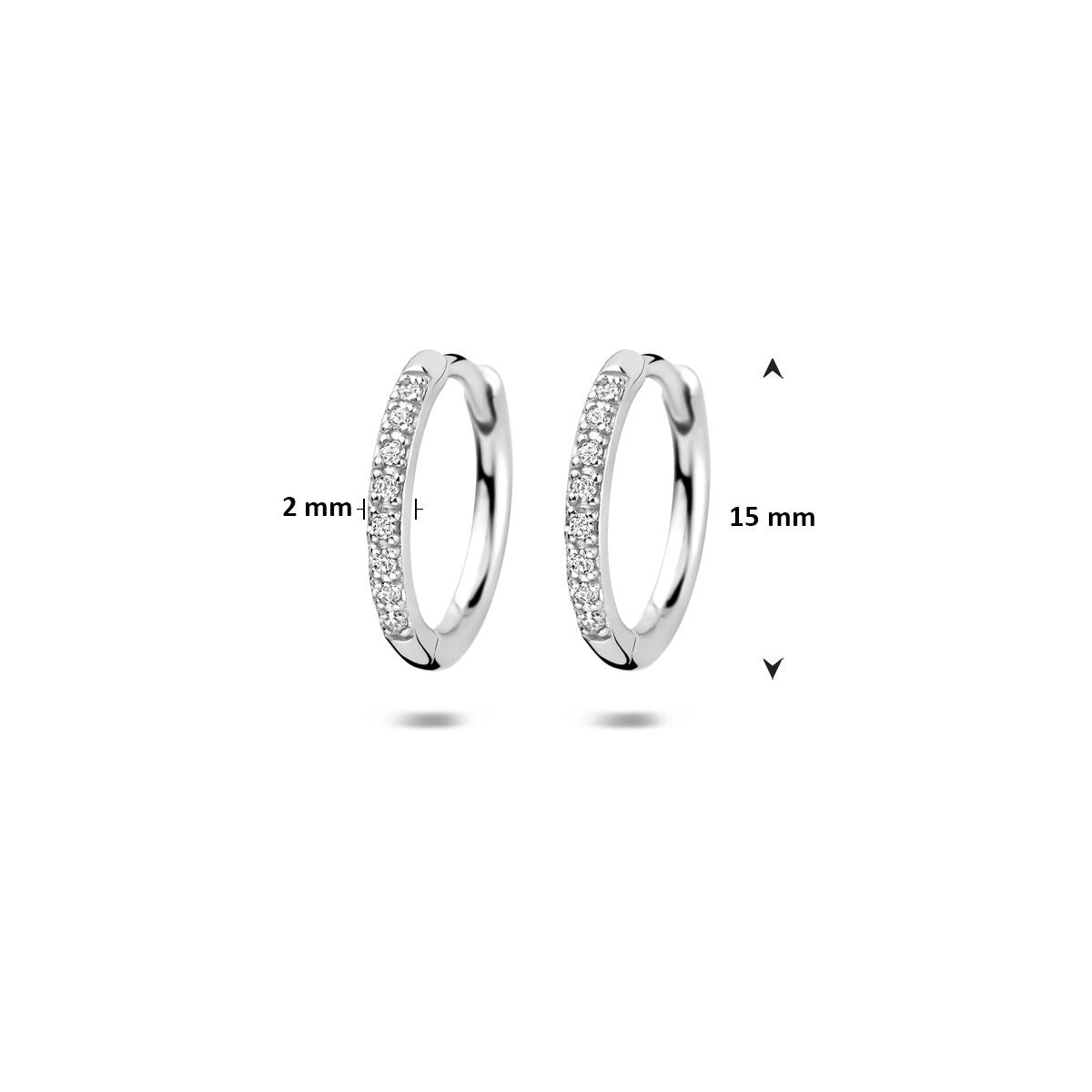 Srebrne kolczyki koła z cyrkonią – rodowane srebro 925 15 mm