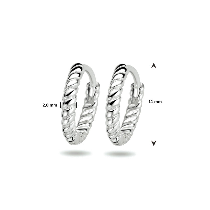 Zilveren klapoorringen dames – gerhodineerd 925 zilver, gedraaid design 11 mm
