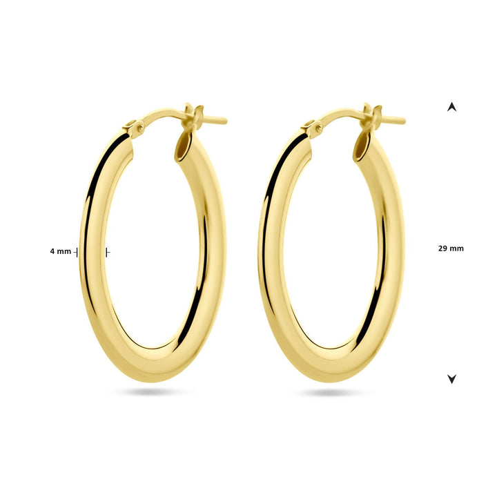 Vergulde zilveren oorringen dames – geelgoud op 925 zilver, 29 mm