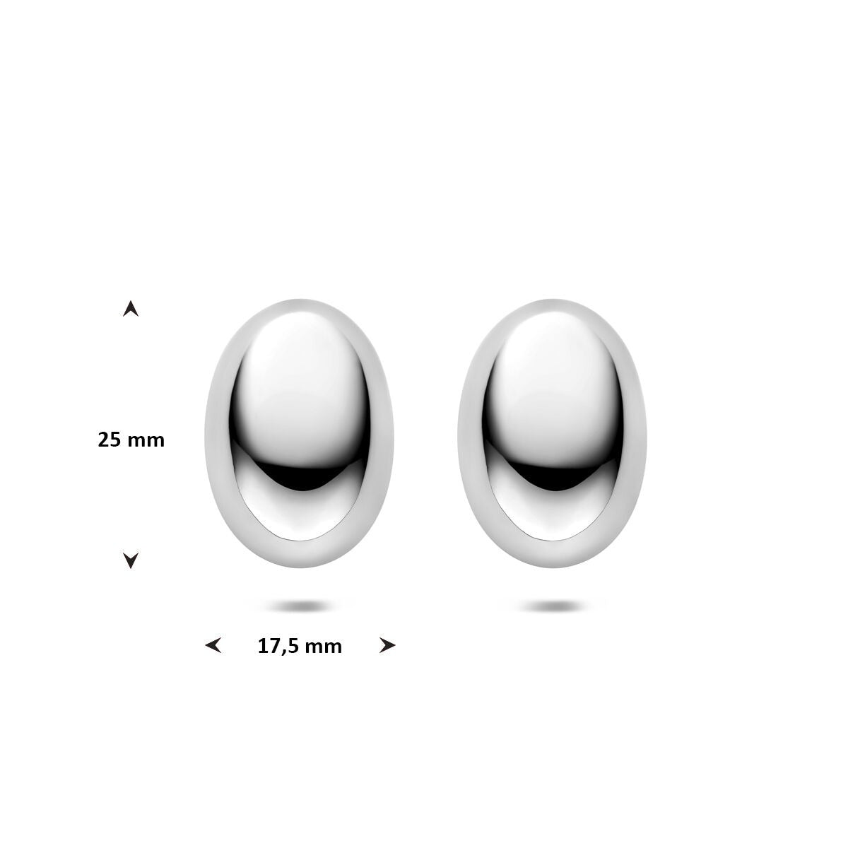 Stalowe kolczyki wkrętki damskie owalne 25 mm
