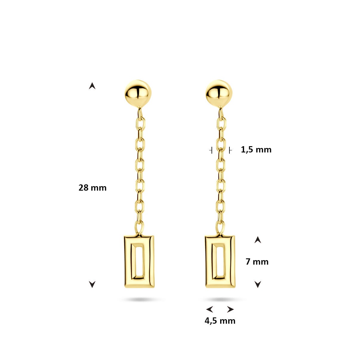 14k żółte złoto damskie kolczyki – 28 mm