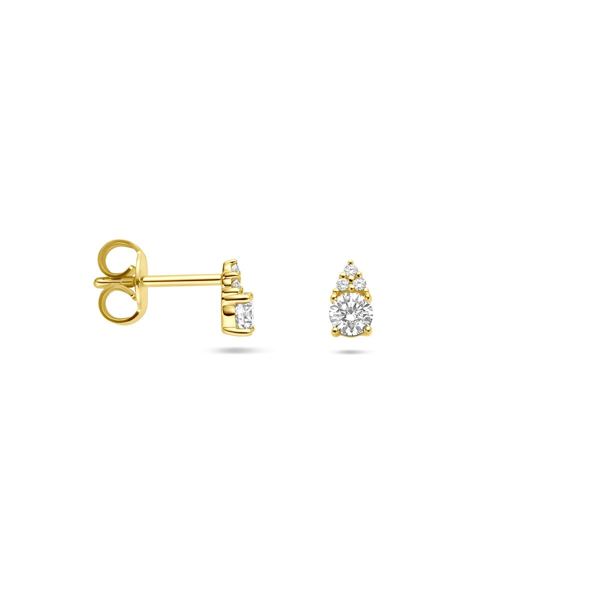 Złote kolczyki wkrętki z diamentem – 14k żółte złoto, 0.28 ct szlif brylantowy