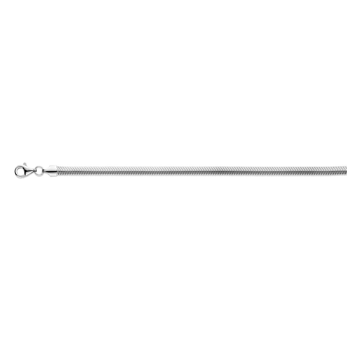 Gerhodineerd zilveren slangencollier van 4,2 mm met een stevige sluiting.