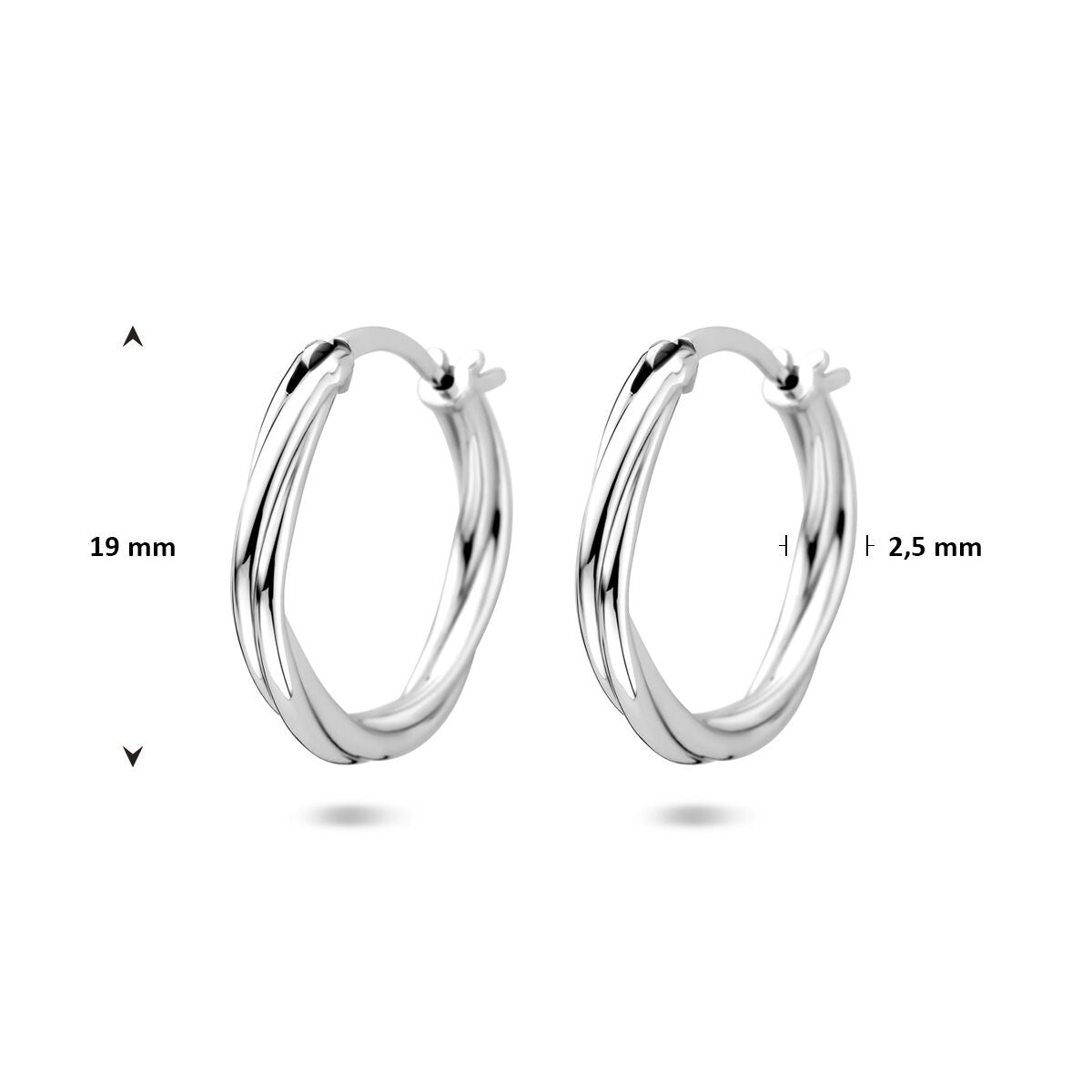 Srebrne kolczyki skręcone – rodowane 925 srebro 19 mm