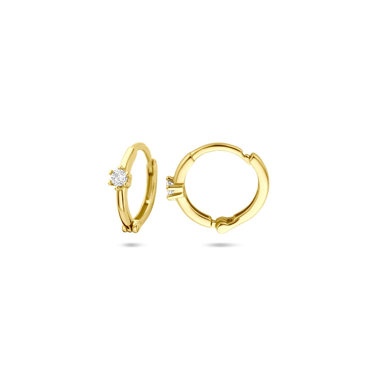 14k złote kolczyki koła z cyrkonią – 10,5 mm