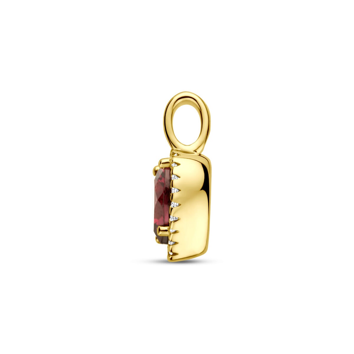 14k żółte złoto wisiorek z sercem rodolitu i diamentem – 0.06ct