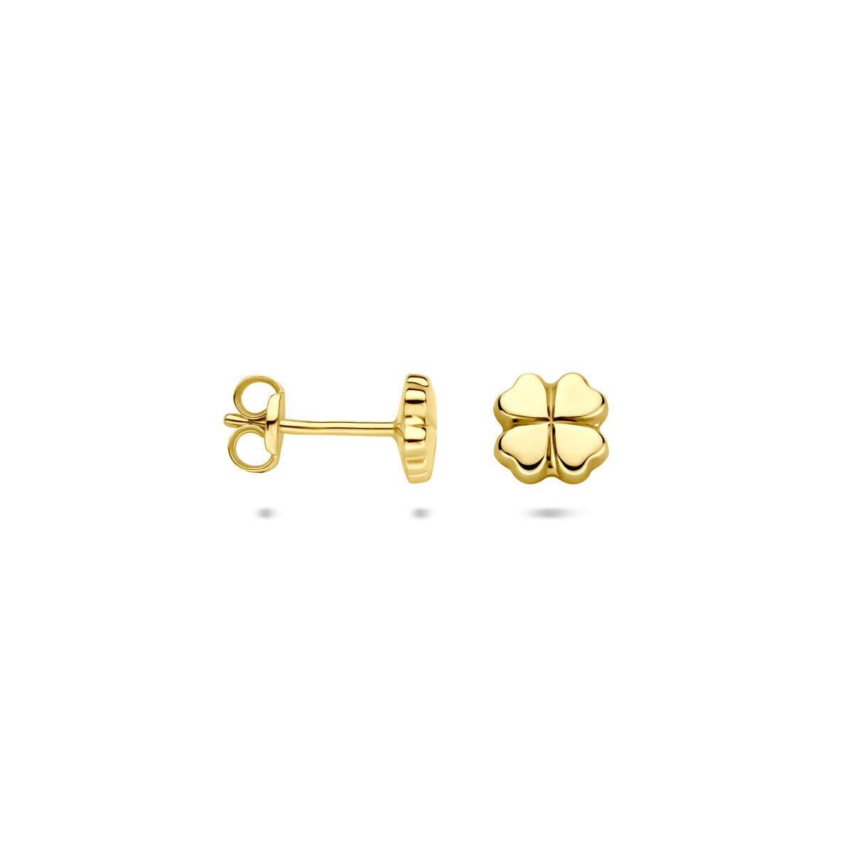 14k żółte złoto kolczyki wkrętki w kształcie koniczyny 5.5mm