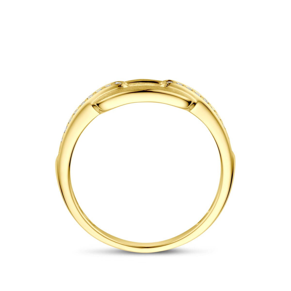 14k żółte złoto damski pierścionek z diamentem 0.08ct h si