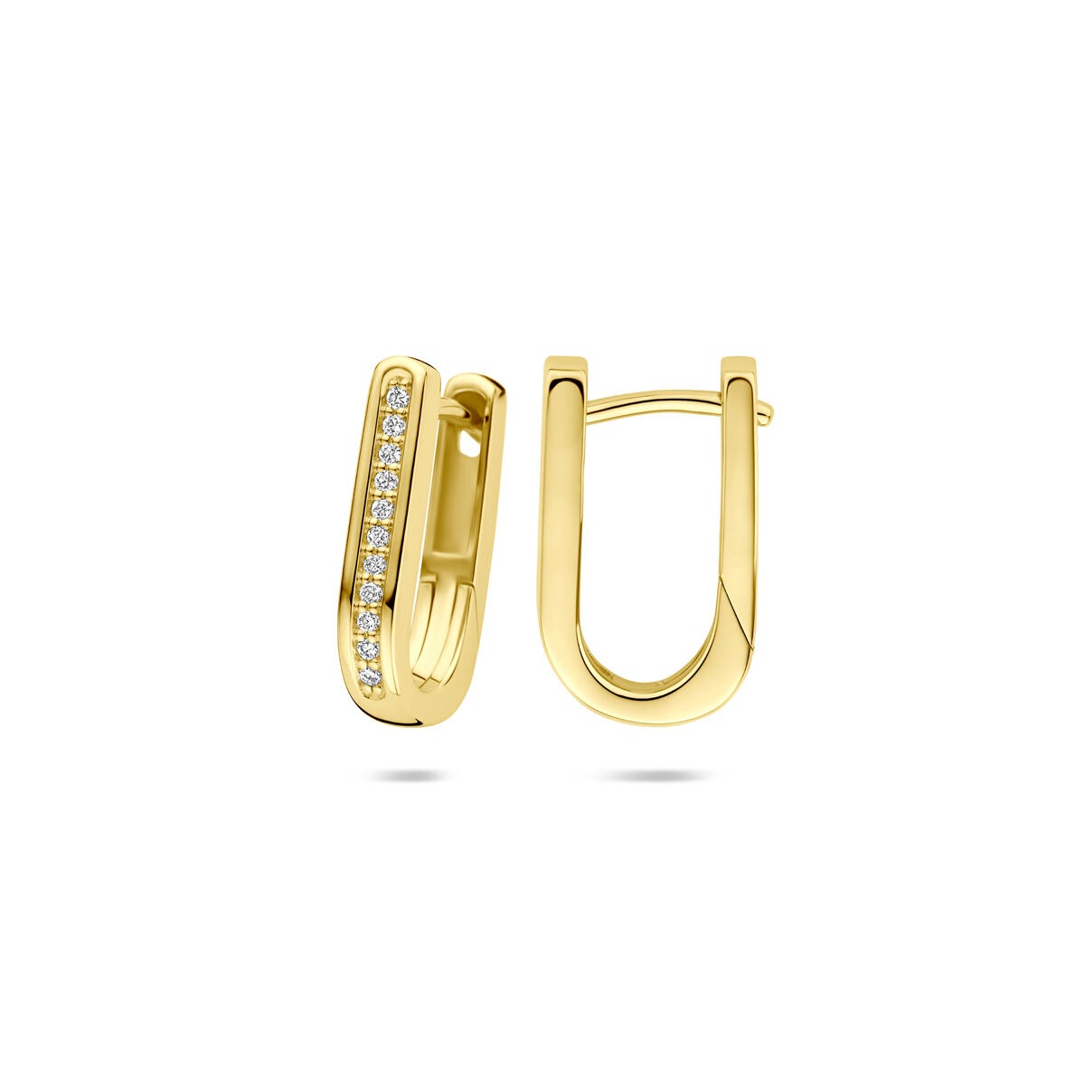 14k żółte złoto kolczyki koła z diamentem – 0.10 ct, 15 x 3 mm