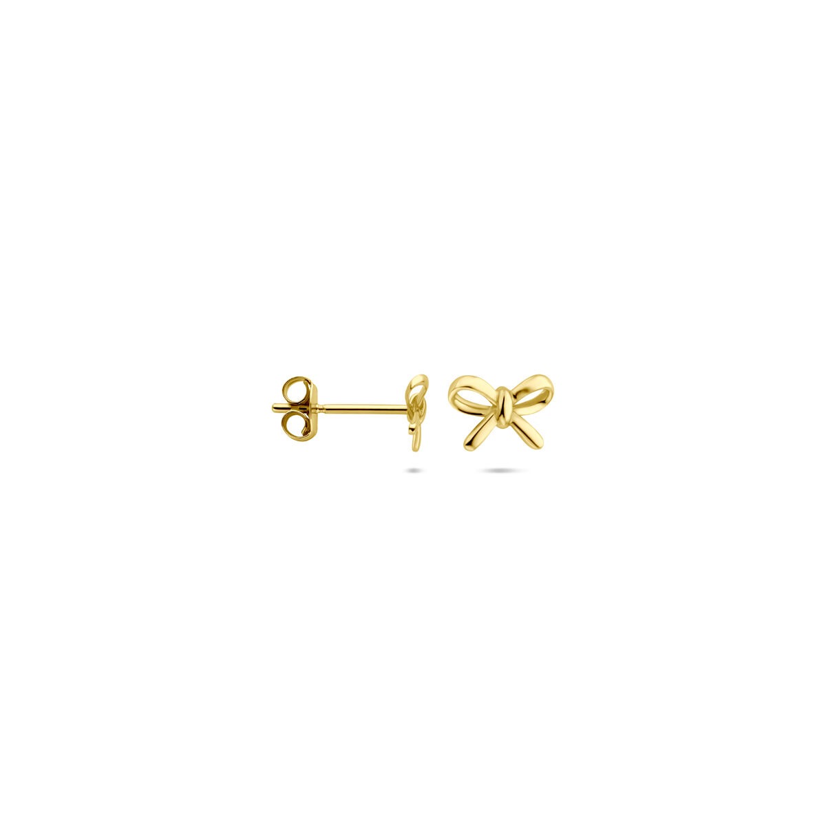 14k żółte złoto kolczyki wkrętki w kształcie kokardy 4.5x6.5mm