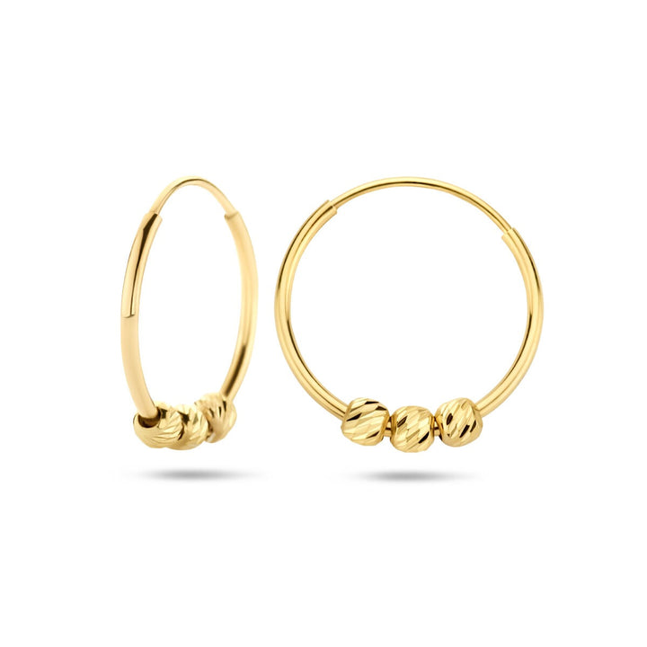 Gouden oorringen met bolletjes – 14k, 11 mm