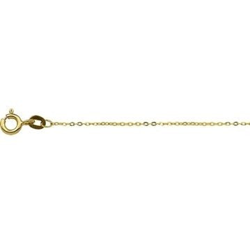 Geelgouden ketting van 9 karaat met platte anker schakels en een karabijnsluiting.