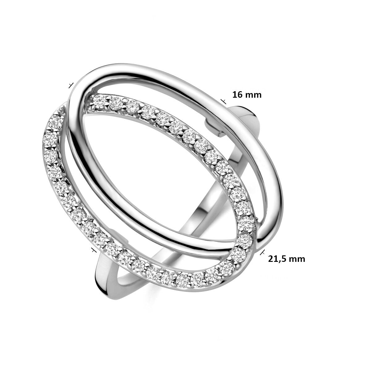 Srebrny pierścionek z cyrkonią w oprawie entourage