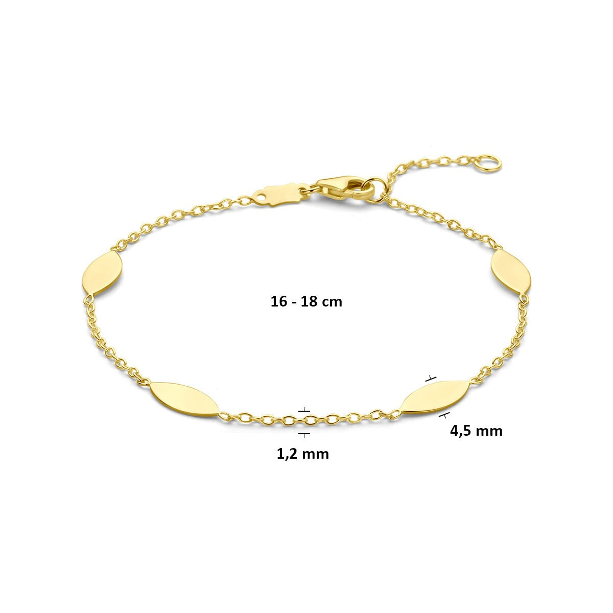 bransoletka 16 - 18 cm 14K żółte złoto
