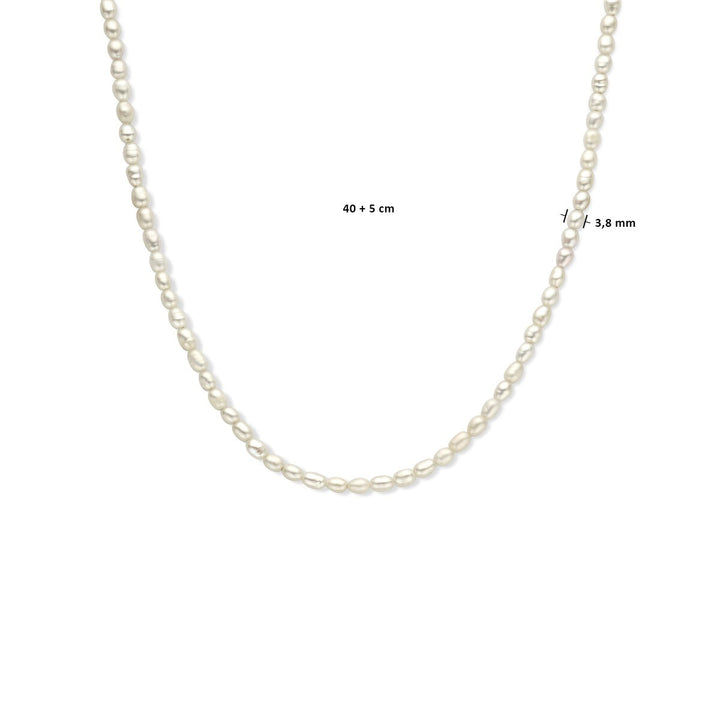 Zilveren dames ketting – gerhodineerd collier met zoetwaterparels