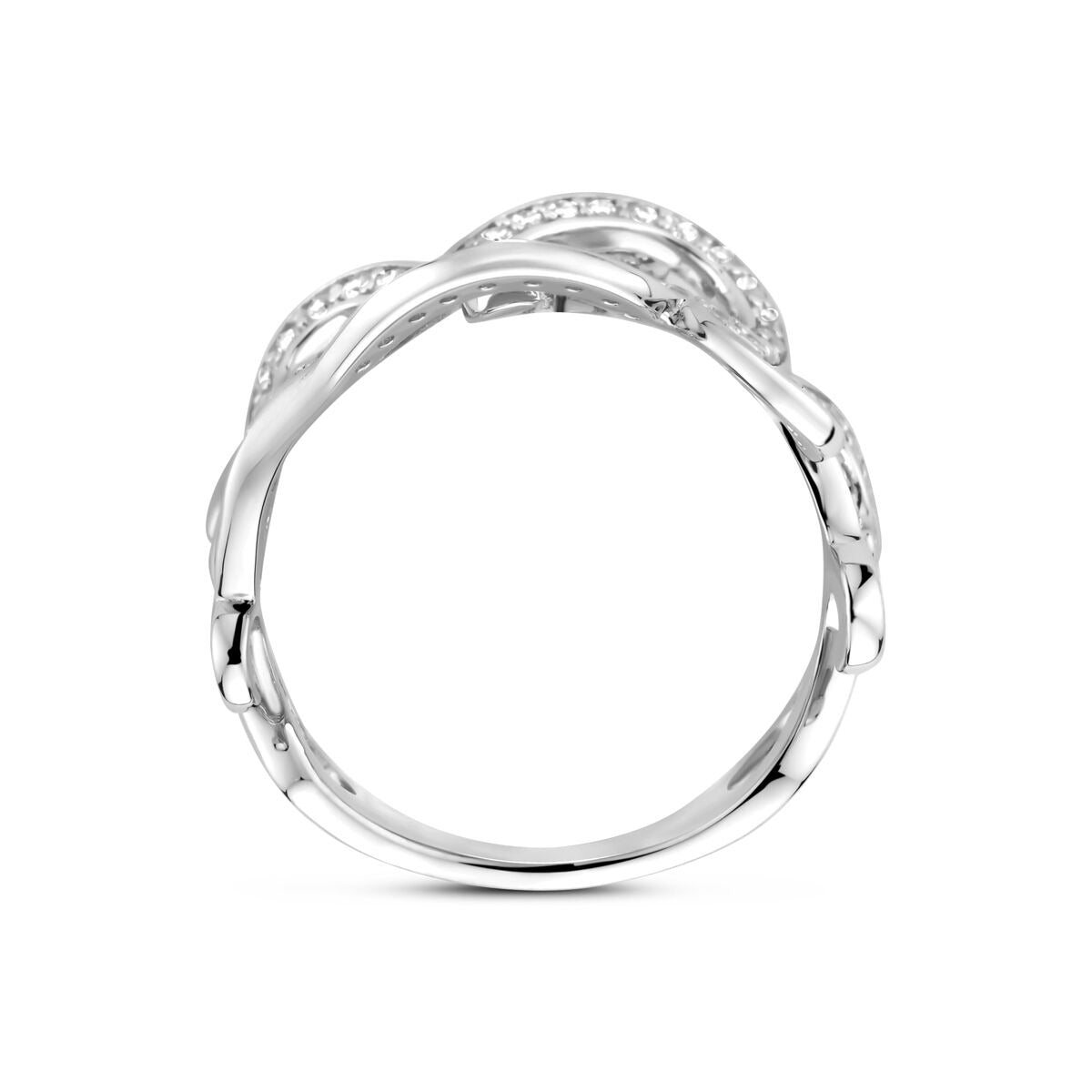 Rodowany srebrny pierścionek z cyrkonią 16.5mm