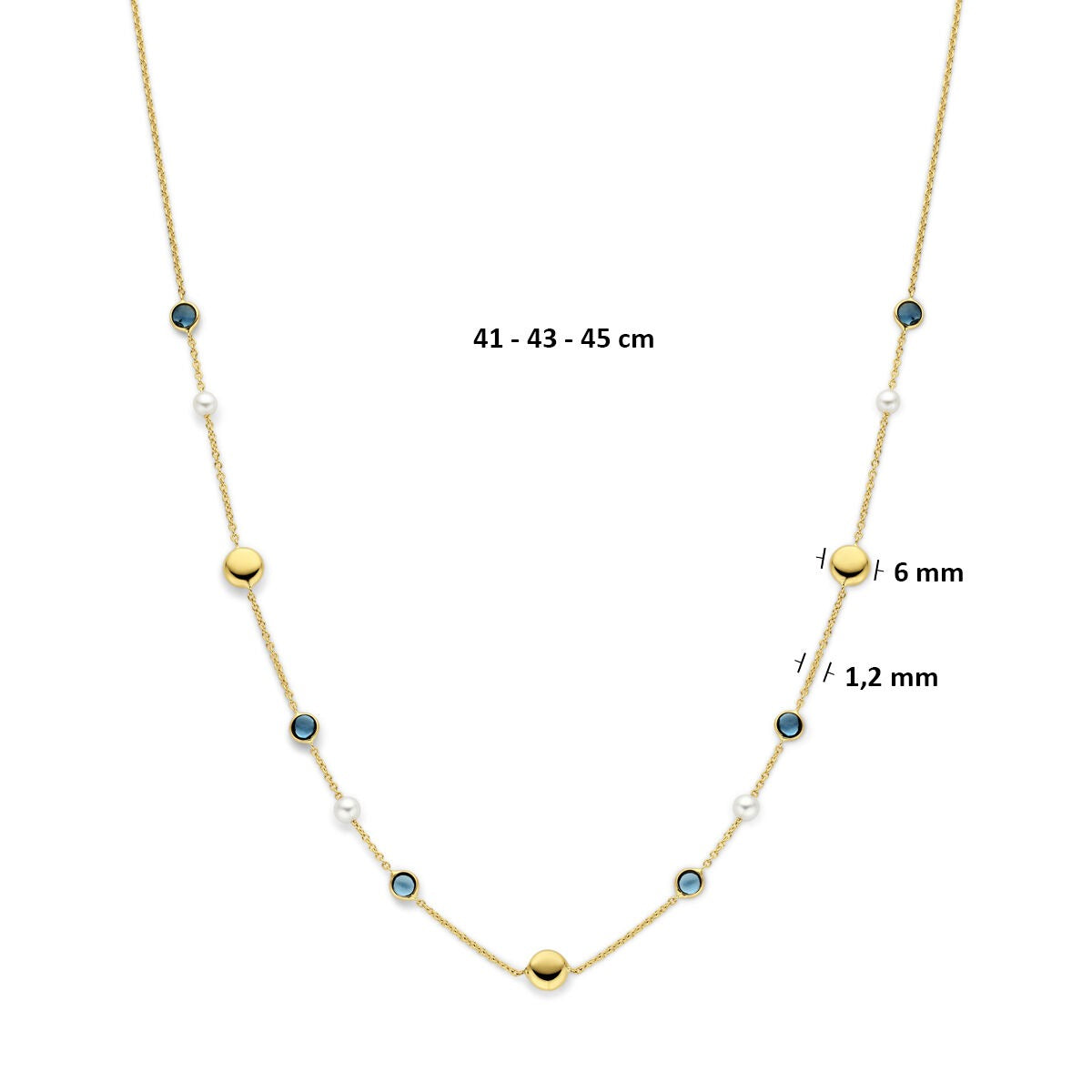 14k żółte złoto naszyjnik z perłami i London Blue topazem