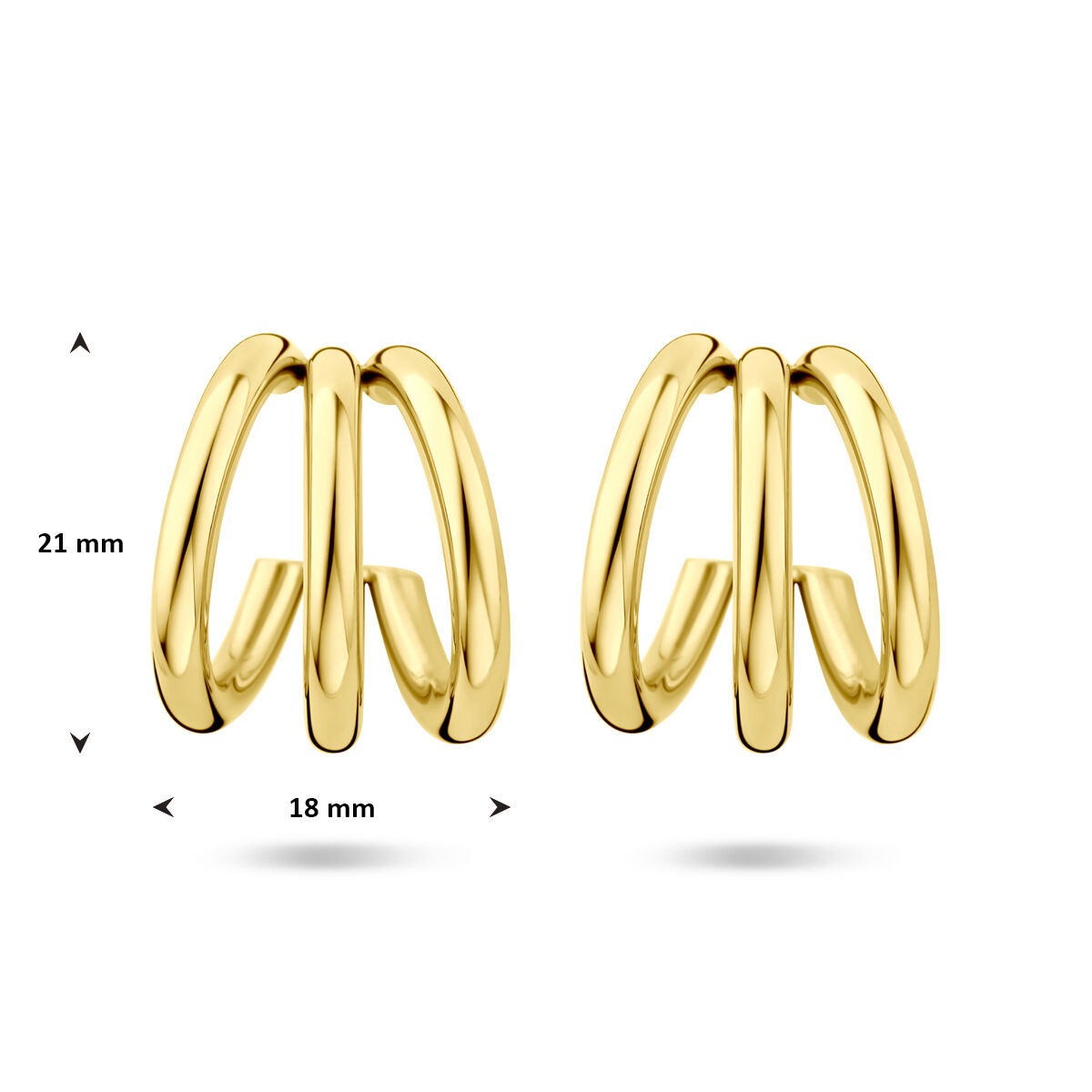 Złote stalowe kolczyki wkrętki z powłoką jonową 21x18mm