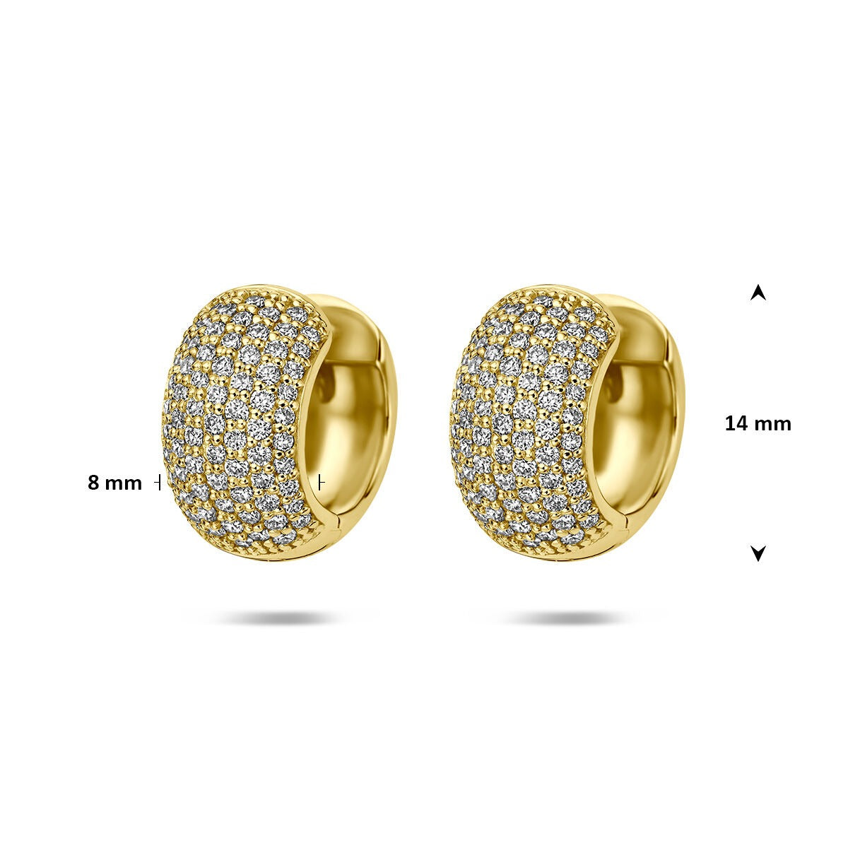 14k żółte złoto kolczyki koła z diamentem hodowanym w laboratorium