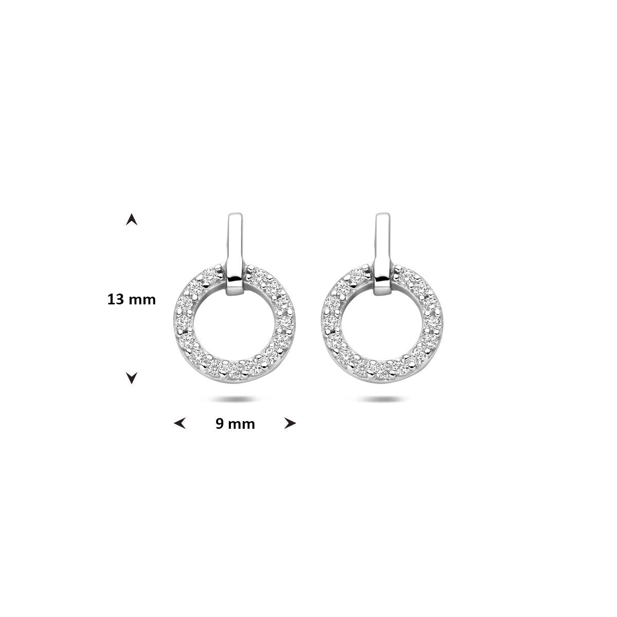 Srebrne kolczyki wkrętki z cyrkoniami 13 mm