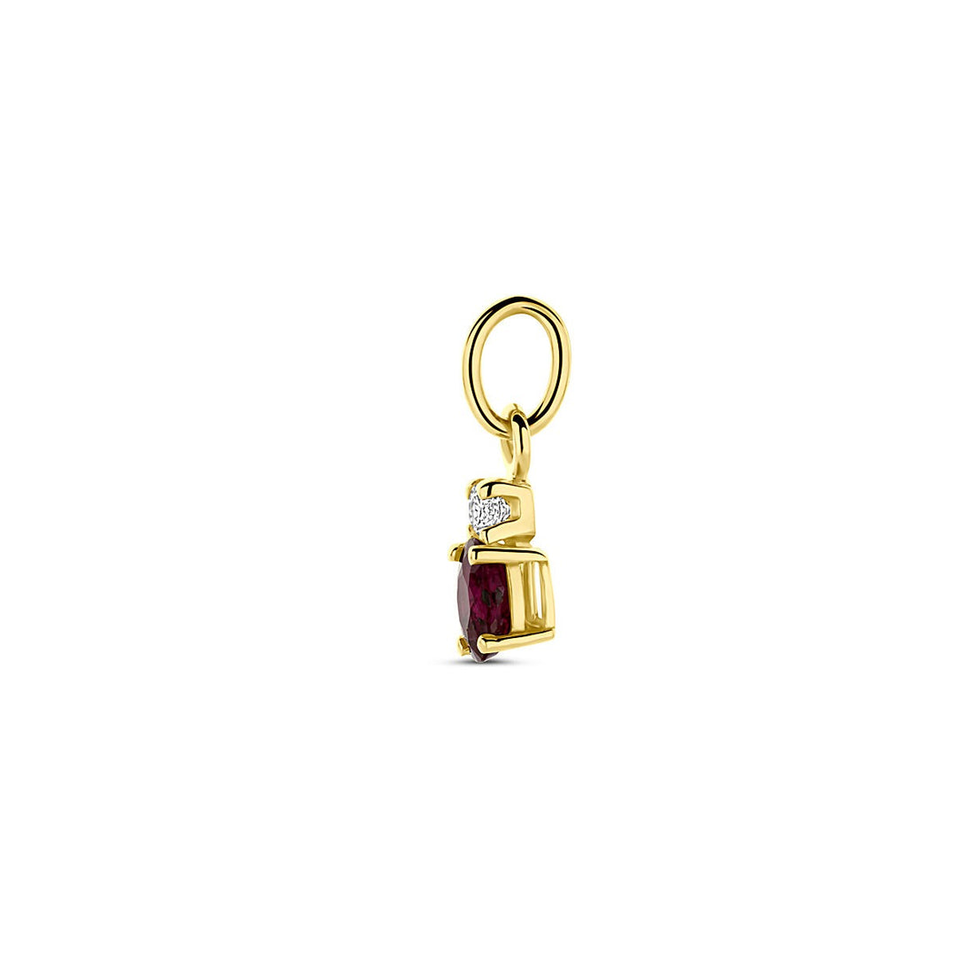 14k Geelgouden hanger met robijn en zirkonia – 12 mm