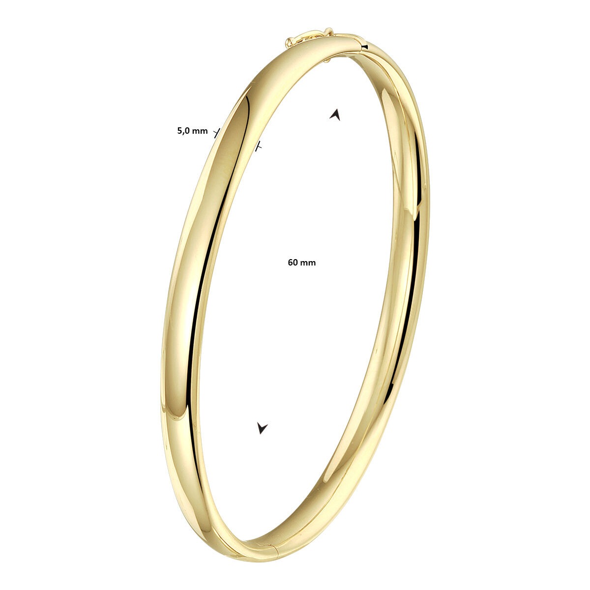 9k Żółte złoto bransoletka bangle z zapięciem na zawias