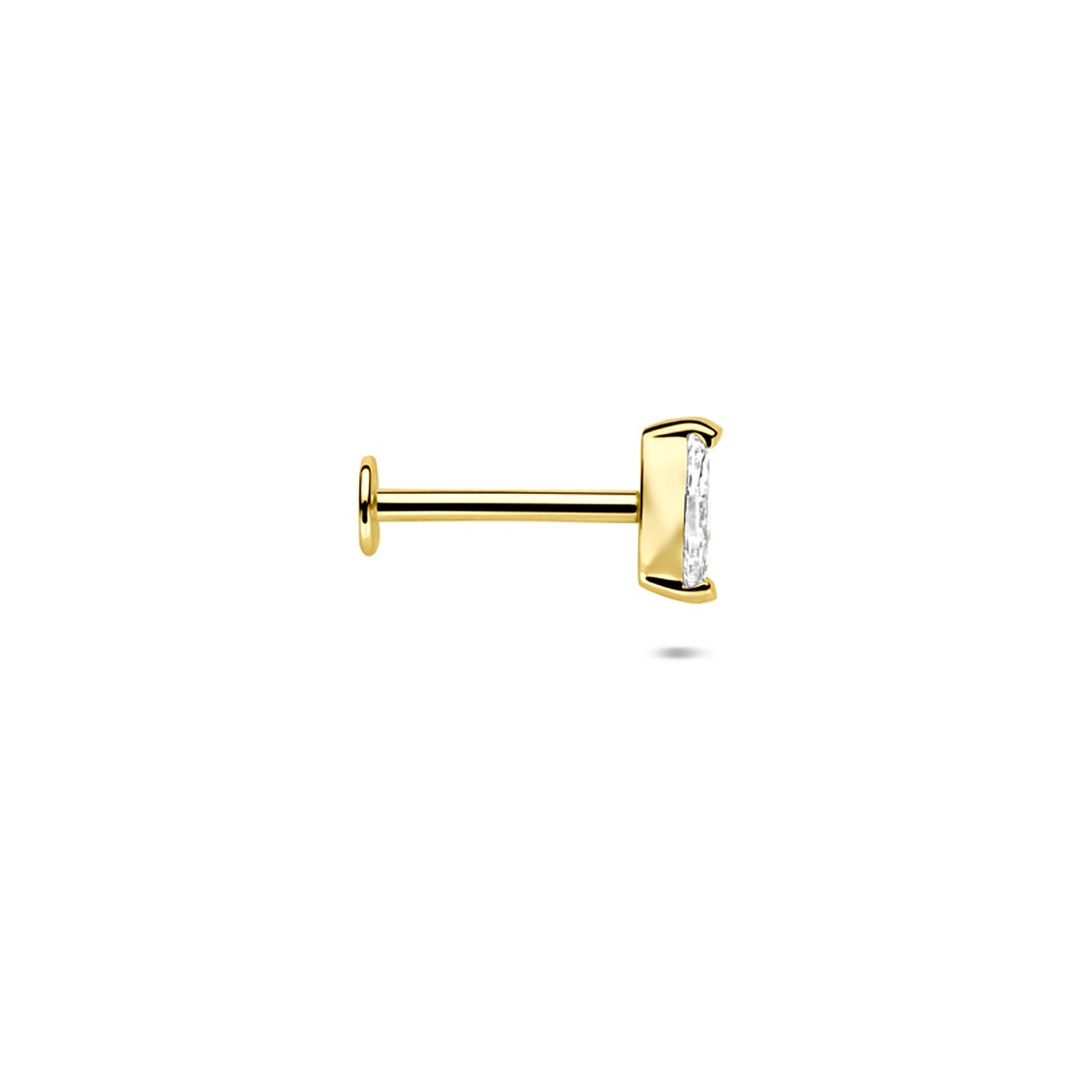 14k Żółte złoto piercing z płaskim tyłem z cyrkonią – wyrafinowany blask