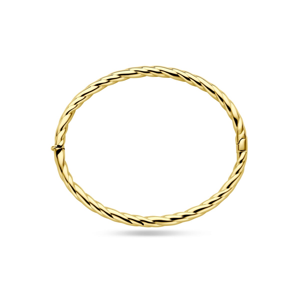 bangle z żółtego złota 14k z skręconą rurką – 4 mm szerokości, średnica 60 mm