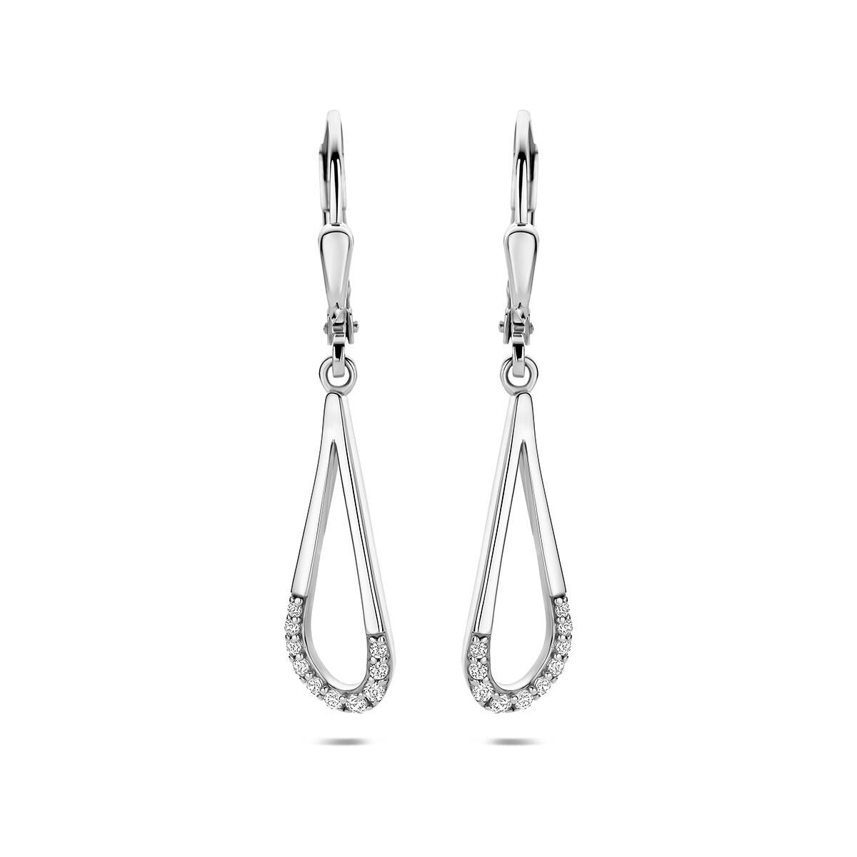 Gerhodineerd 925 zilveren druppel oorhangers met zirkonia
