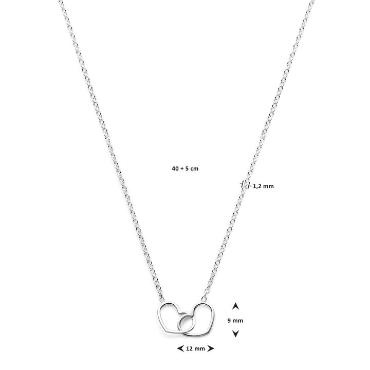 Zilveren ketting met dubbele hartjes – gerhodineerd anker collier