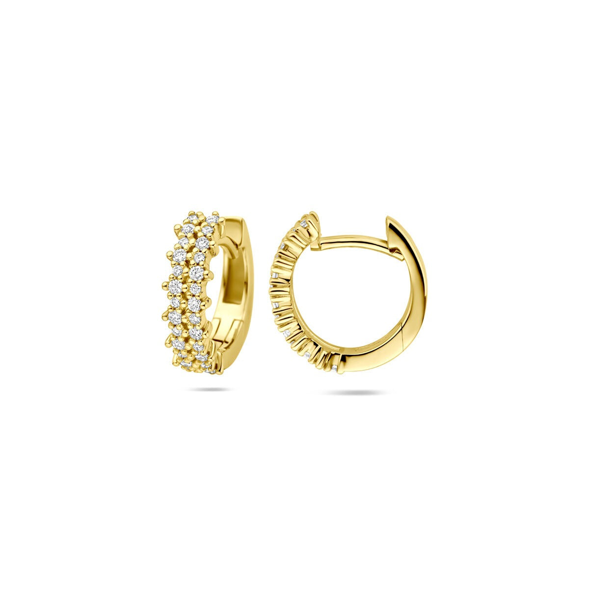 14k żółte złoto kolczyki koła z diamentem – 0.27 ct, 12.5 x 4 mm