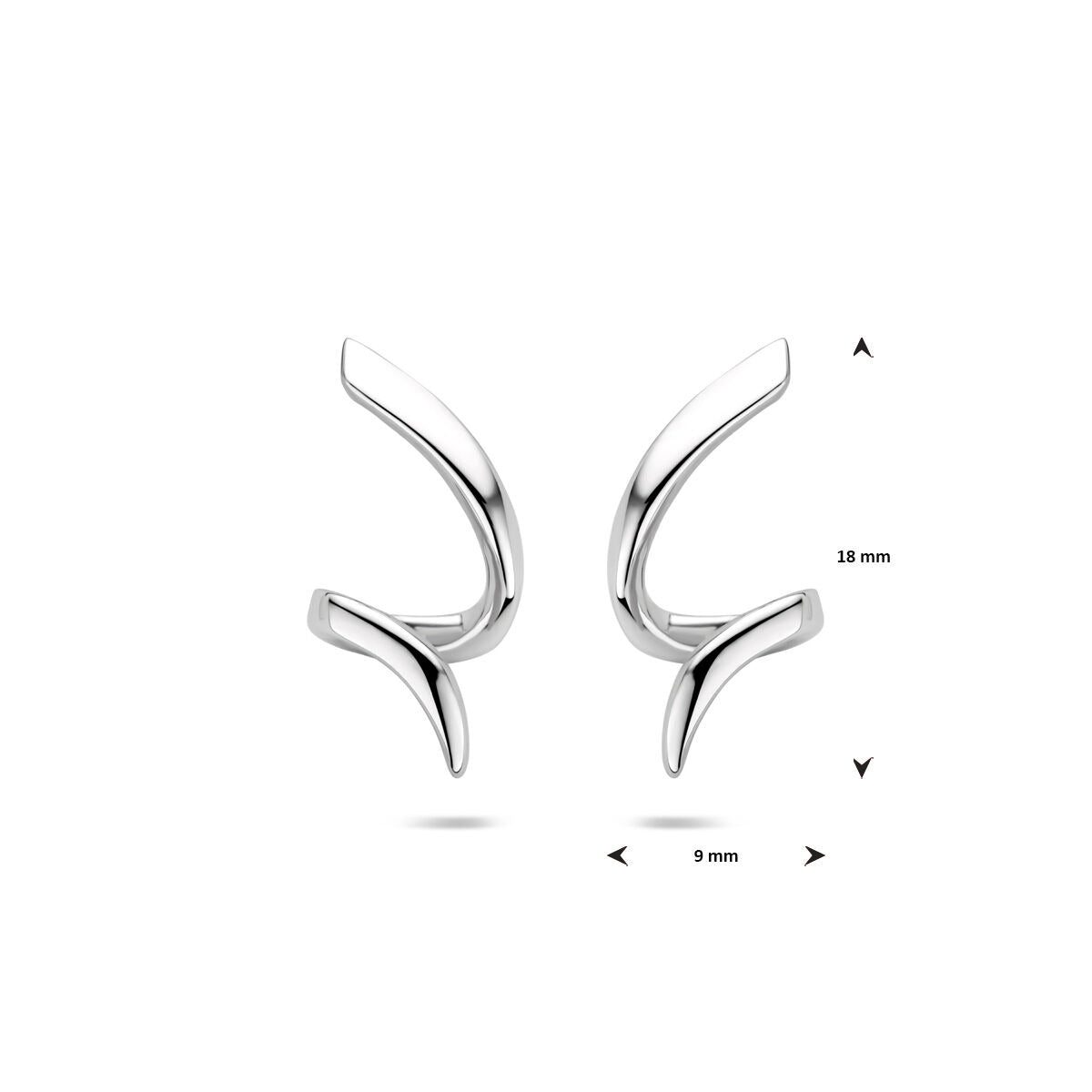 Srebrne kolczyki wkrętki skręcone – rodowane 925 srebro, 18 x 9 mm