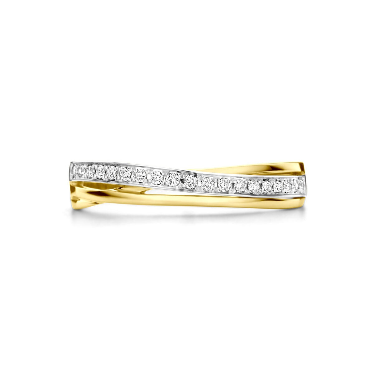 pierścionek 14k bicolor z diamentem 0.13ct
