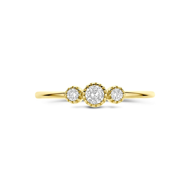Gouden damesring met zirkonia – 14k geelgoud