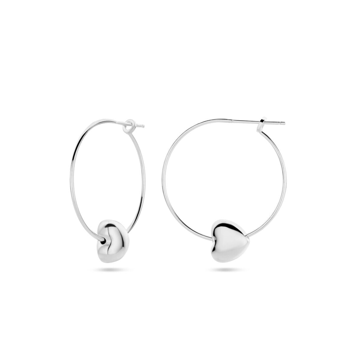 Srebrne damskie kolczyki w kształcie serca – rodowane 31 mm