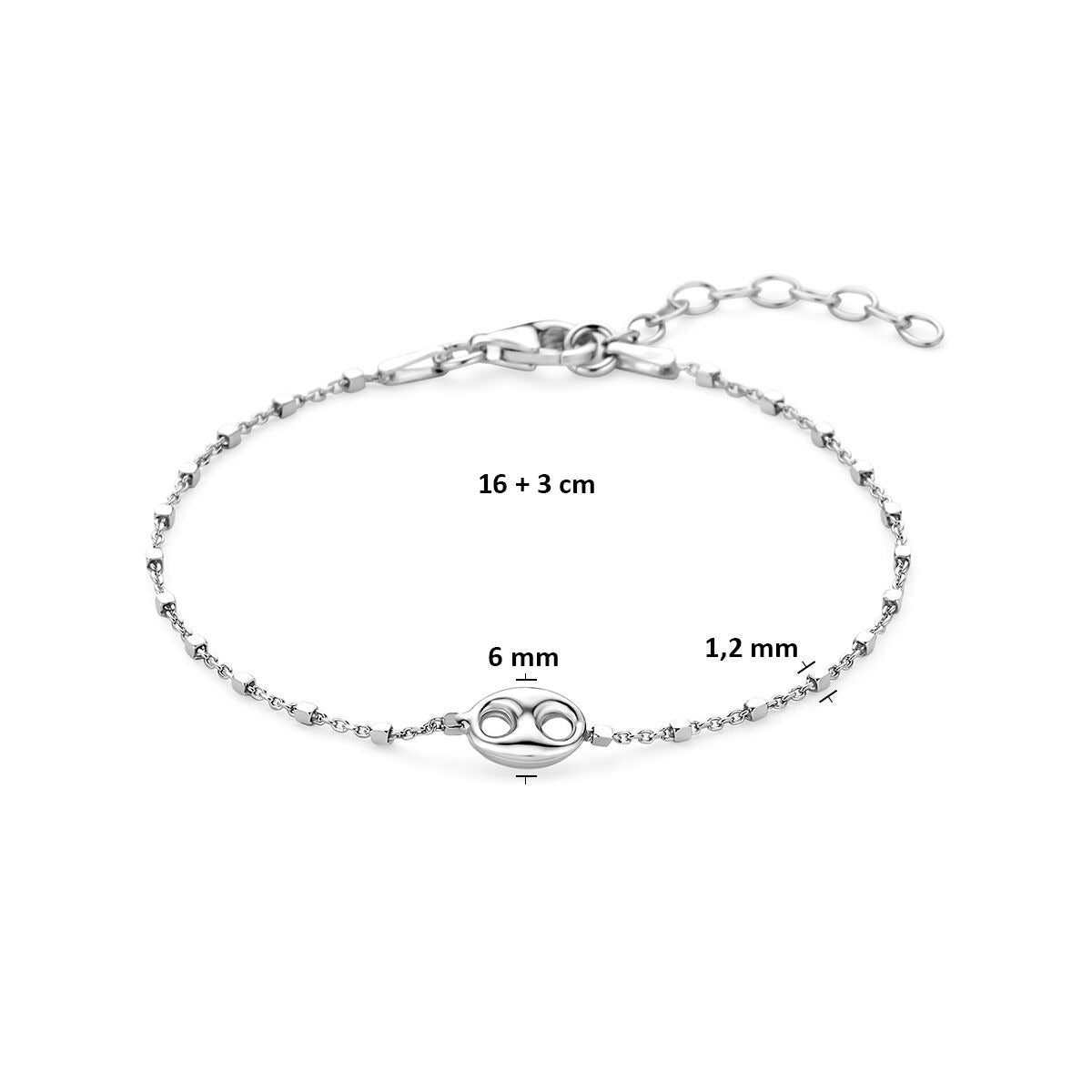 bransoletka ziarno kawy 16 + 3 cm srebro rodowane