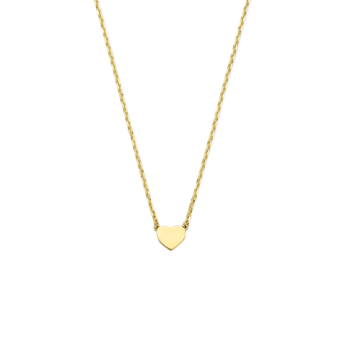 Geelkleurig damescollier van 9k goud met een hartvormige hanger.
