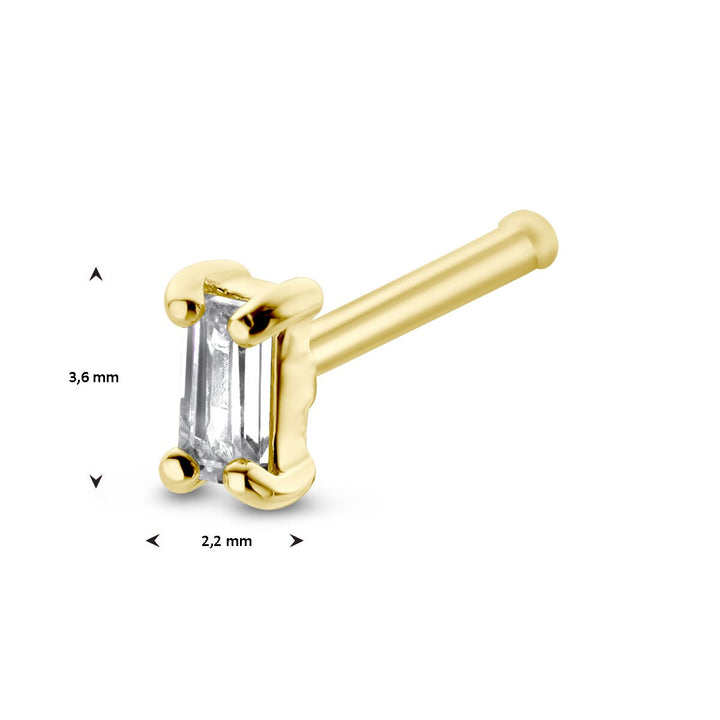 14k Geelgouden neusknopje met baguette zirkonia