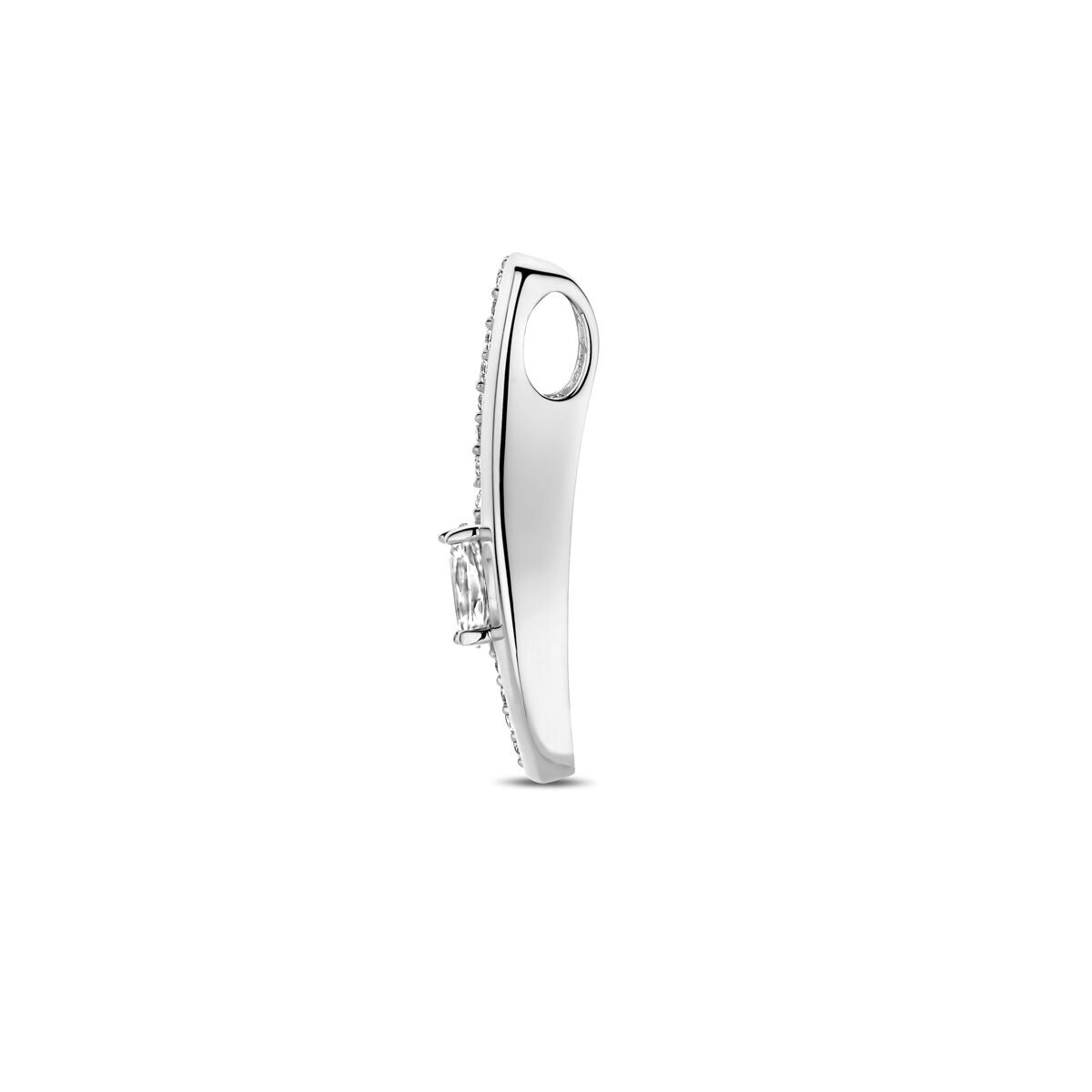 Srebrny wisiorek z cyrkonią w kształcie słupka – rodowany 925 srebro, 21 mm wysokości