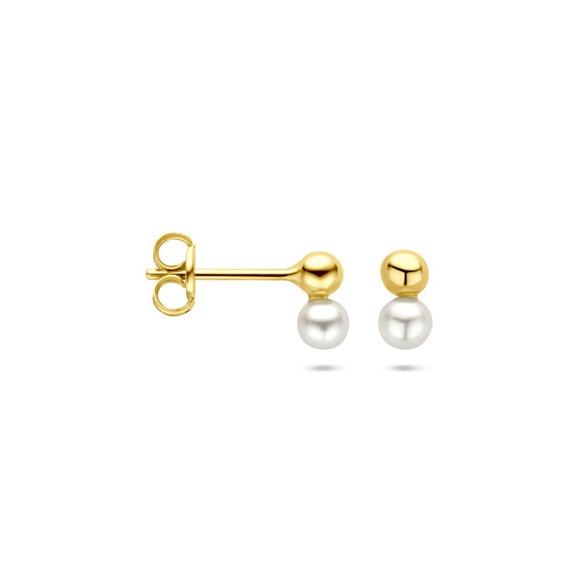 14k złote kolczyki wkrętki z perłą i kulką – 6,5 mm
