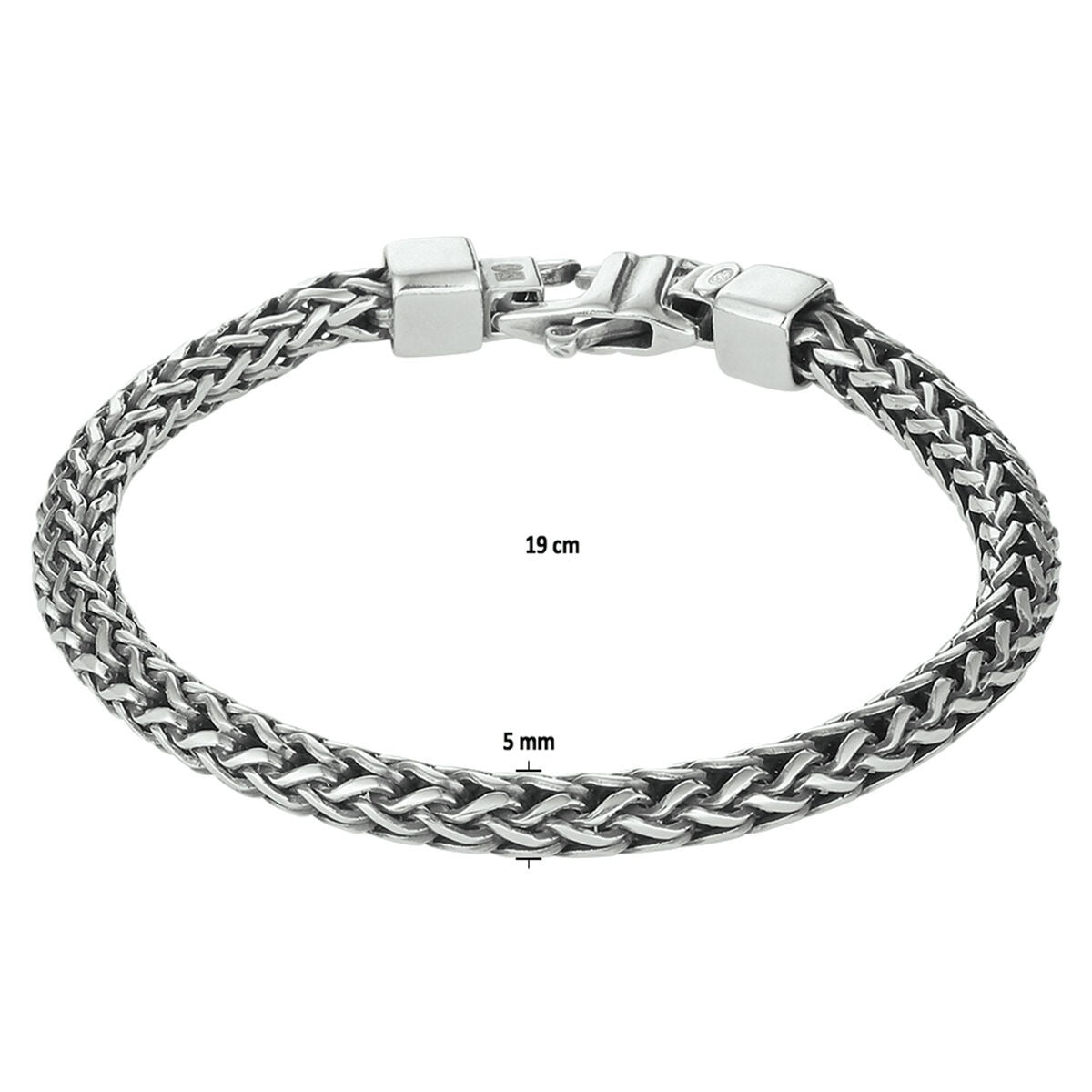 bransoletka oxi vossestaart 5,0 mm srebro oksydowane