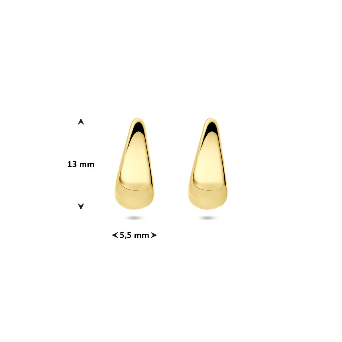 14k żółte złoto damskie kolczyki – kształt kropli 13 mm