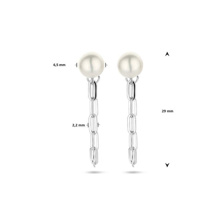 oorknoppen parel 6,5 mm zilver gerhodineerd