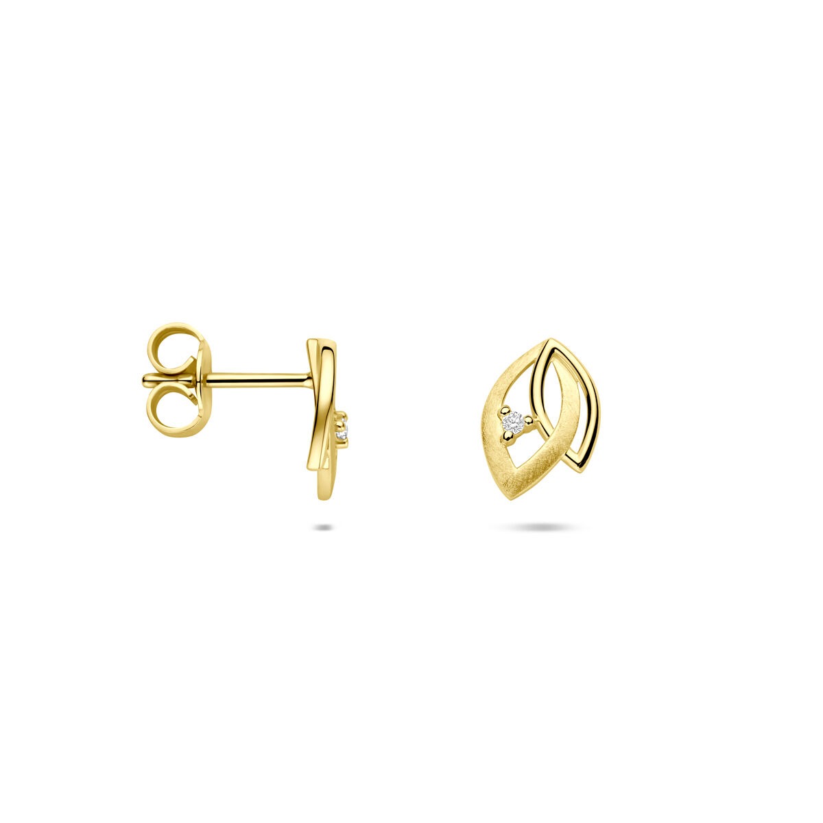 Złote kolczyki wkrętki z diamentem 14k 0.02ct (2x 0.01ct) h si 9,5 mm