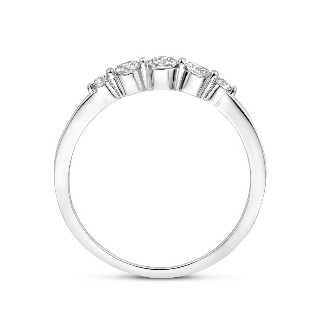 Zilveren damesring met zirkonia – gerhodineerd 925 zilver, 3 mm