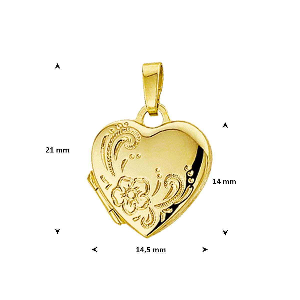 14k żółte złoto serce medalion